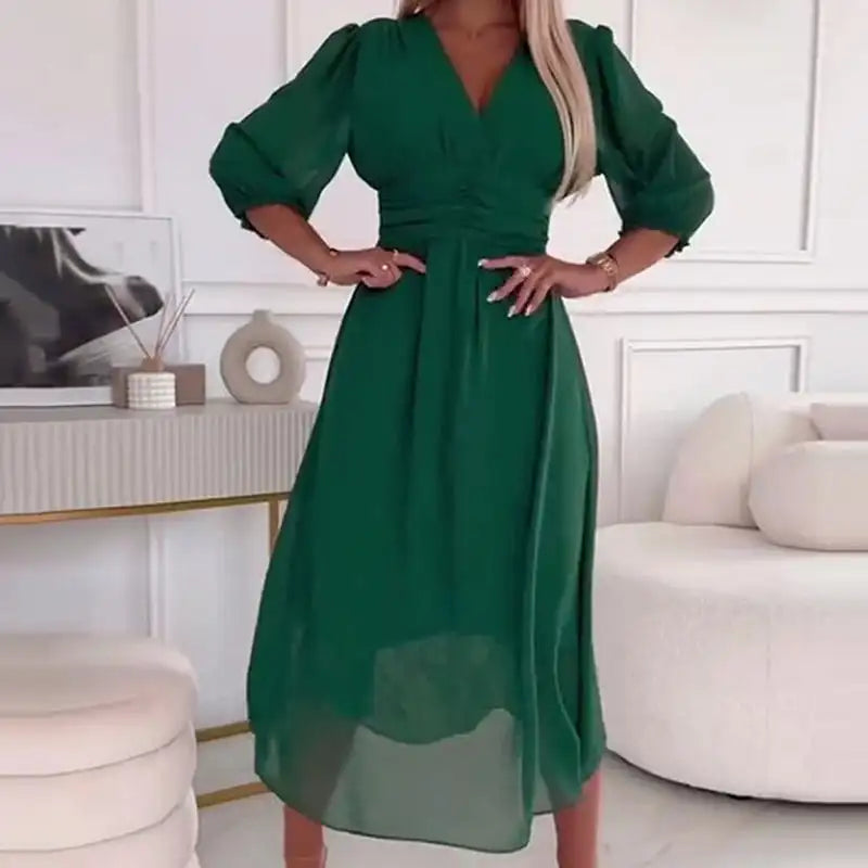 Vestido Irene™ em Chiffon Premium com Cintura Estruturada Modeladora / Delicadeza, Conforto e Elegância no Mesmo Vestido!