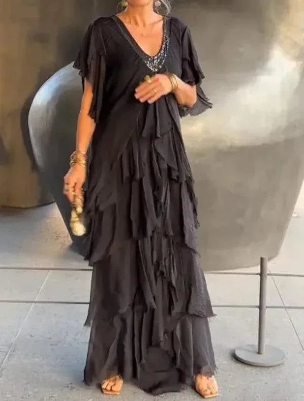 Vestido Fluído Chic Bella™ Em Camadas / A Combinação Perfeita de Conforto e Estilo para Todas as Estações!