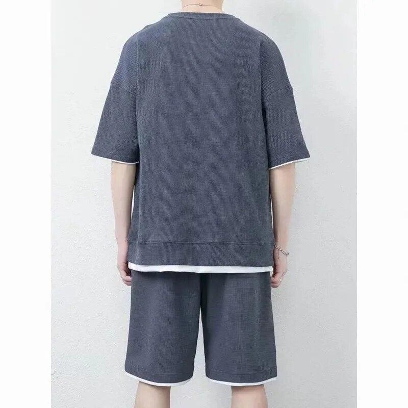 Conjunto Unissex CoolBreeze™ em Seda Gelo com Camiseta + Shorts - ModernLar