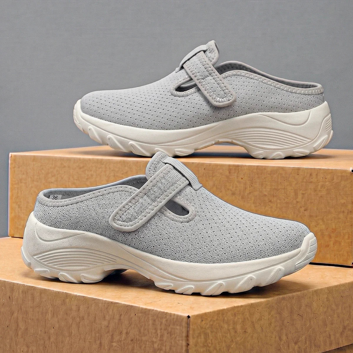 Tênis Mule Casual Virela™ com Cabedal em Malha Respirável e Solado Esportivo Anatômico