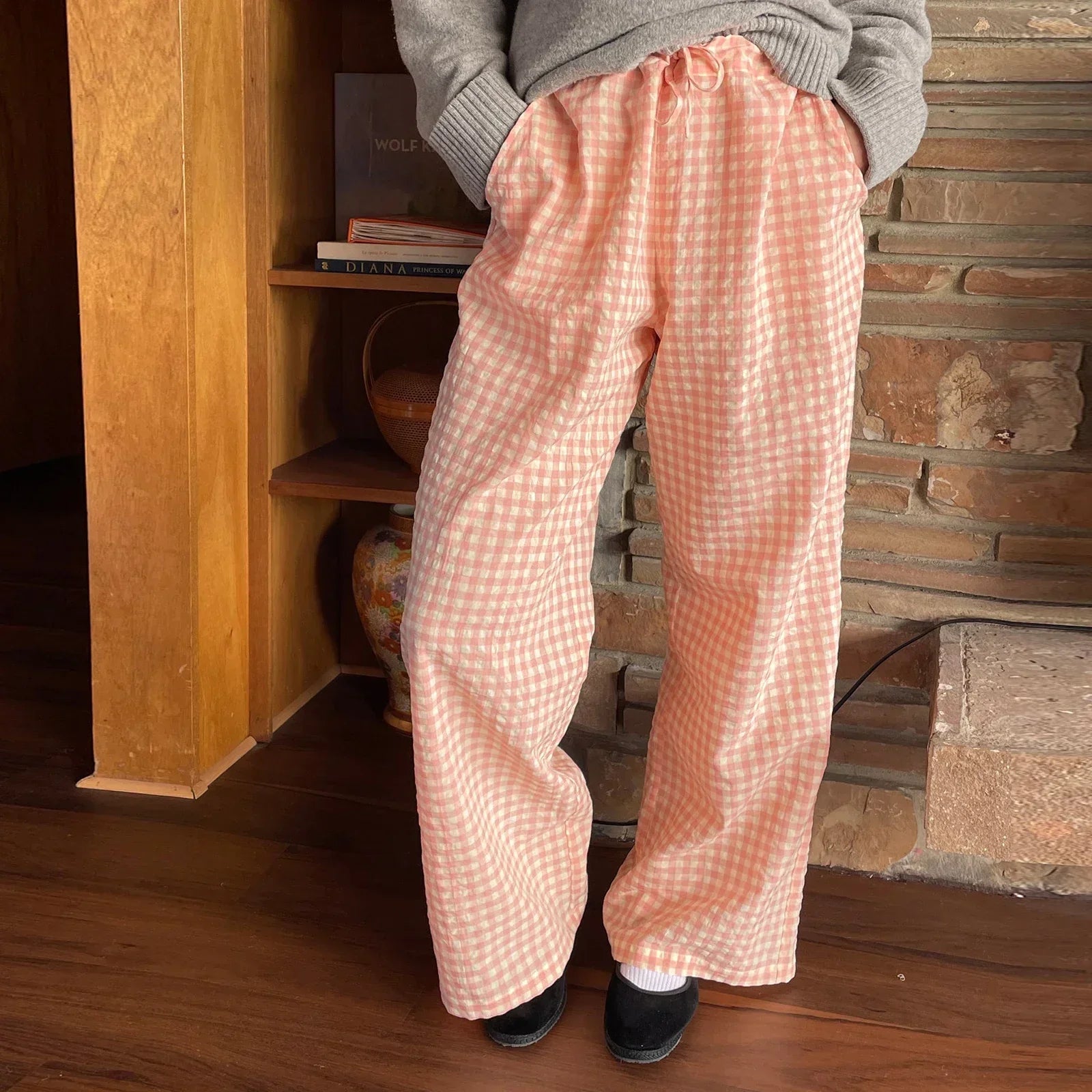 Calça Xadrez Serena™ em Algodão Macio / Conforto e Charme para seus Momentos de Relaxamento!