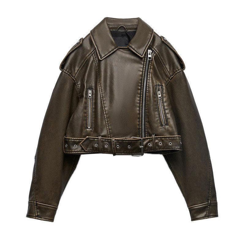Jaqueta Feminina em Couro P.U com Cinto Primavera - WinterEssence / Uma Combinação Perfeita de Elegância e Versatilidade! - ModernLar