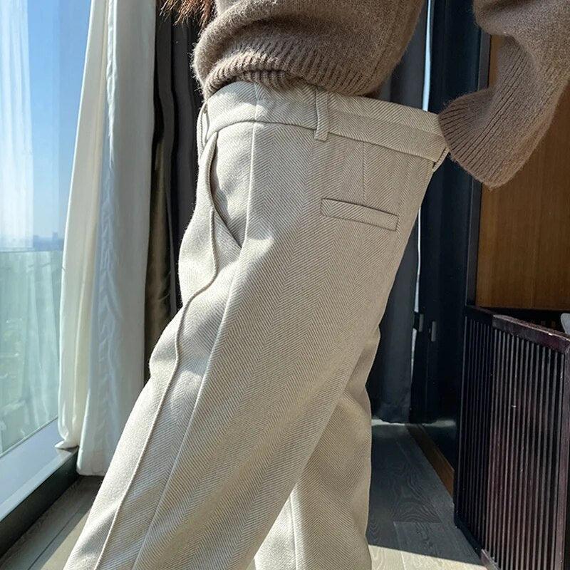 Calça de Cintura Alta Seraphina™ Elegância sofisticada, Projetada para Impressionar! - ModernLar