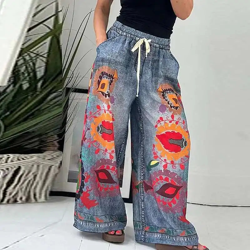 Calça Estampada Veraneio™ em Tecido Leve com Cós Confortável e Modelagem Ampla / Arte, Movimento e Expressão em Cada Passo!