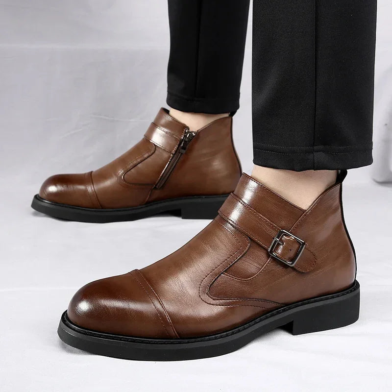 Bota Chelsea Blackwood™ em Couro Polido de Luxo / Sofisticação, Durabilidade e Máximo Conforto!