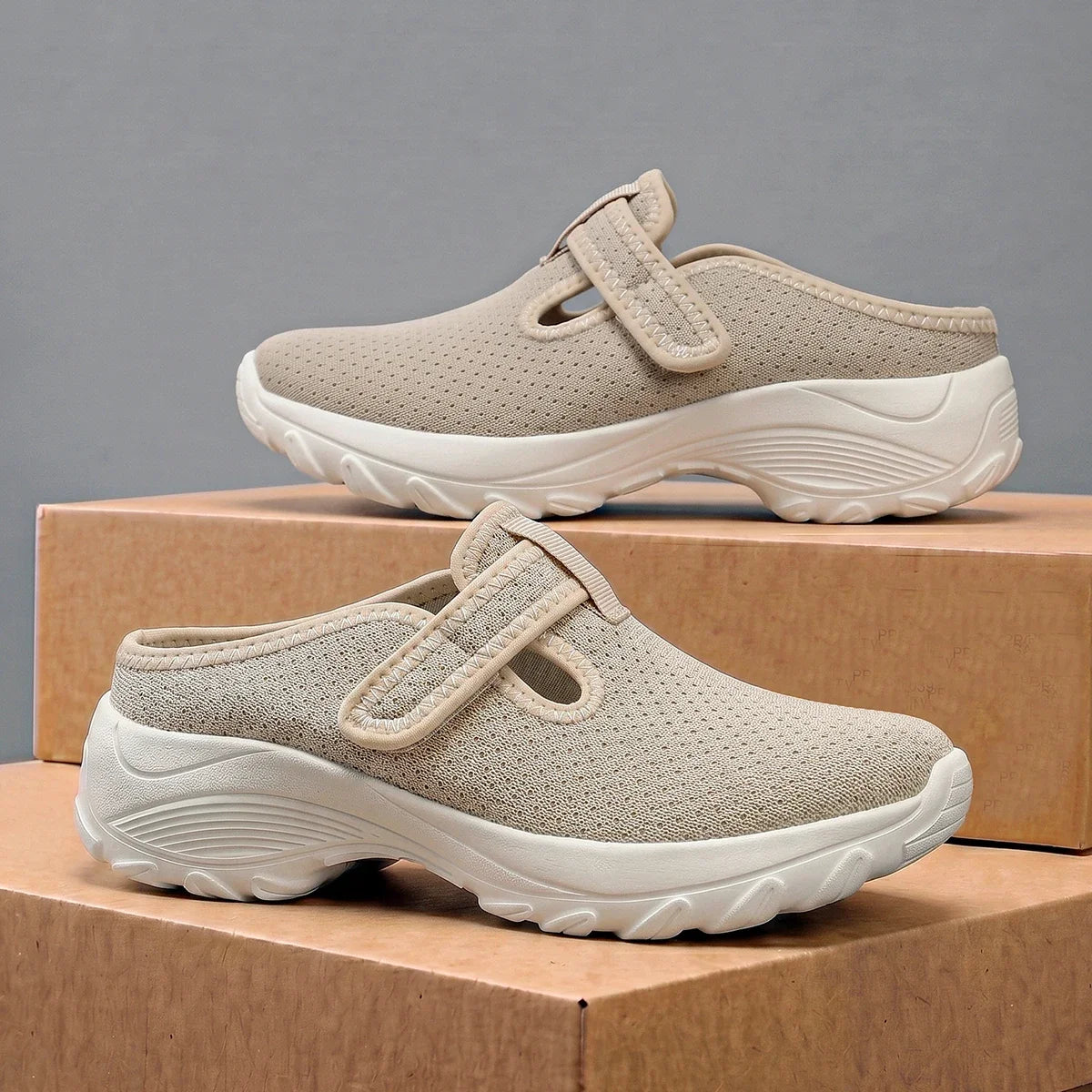 Tênis Mule Casual Virela™ com Cabedal em Malha Respirável e Solado Esportivo Anatômico