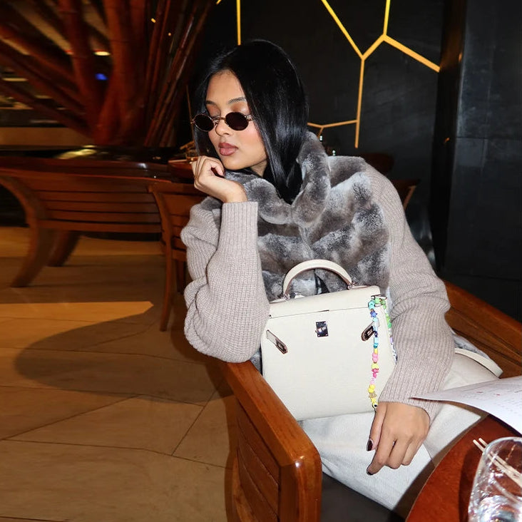 Casaco Sablê™ em Poliester Felpudo com Mangas de Malha