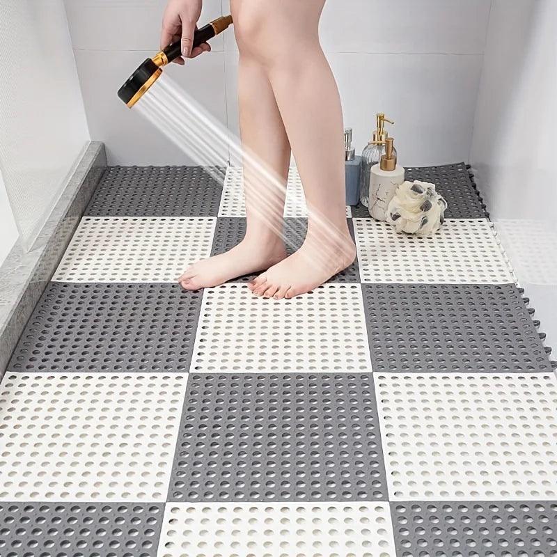 Kit com 12 Ladrilhos Antiderrapantes Modern Lar™ / Segurança Contra Quedas e Conforto Absoluto para Seu Banheiro!