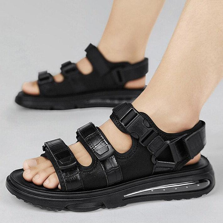 Sandália em Couro Sport Crocodille™ com Amortecedor Super Confort / Abandone os chinelos desconfortáveis de vez! - ModernLar