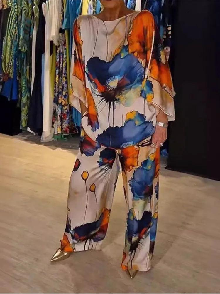 Conjunto Aquarela Floral™ em Cetim Luxuoso / Exale Sofisticação e Criatividade com Conforto Absoluto!