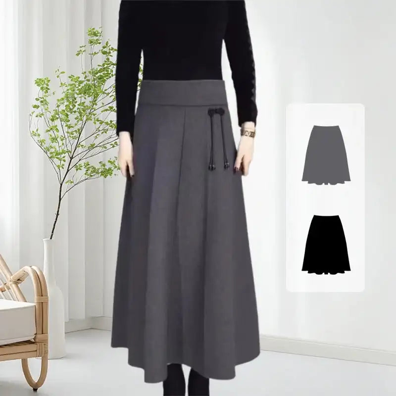 Saia Alfaiataria Maria Joaquina™ com Cintura Elástica e Laço Chique / Mulher que Inspira Respeito e Encanta com Personalidade!