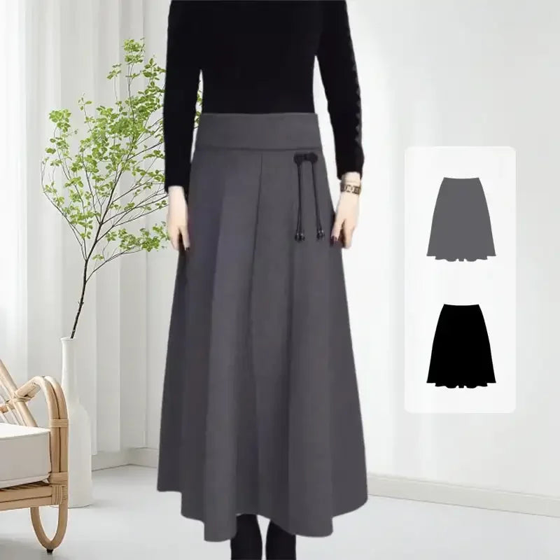 Saia Alfaiataria Maria Joaquina™ com Cintura Elástica e Laço Chique / Mulher que Inspira Respeito e Encanta com Personalidade!