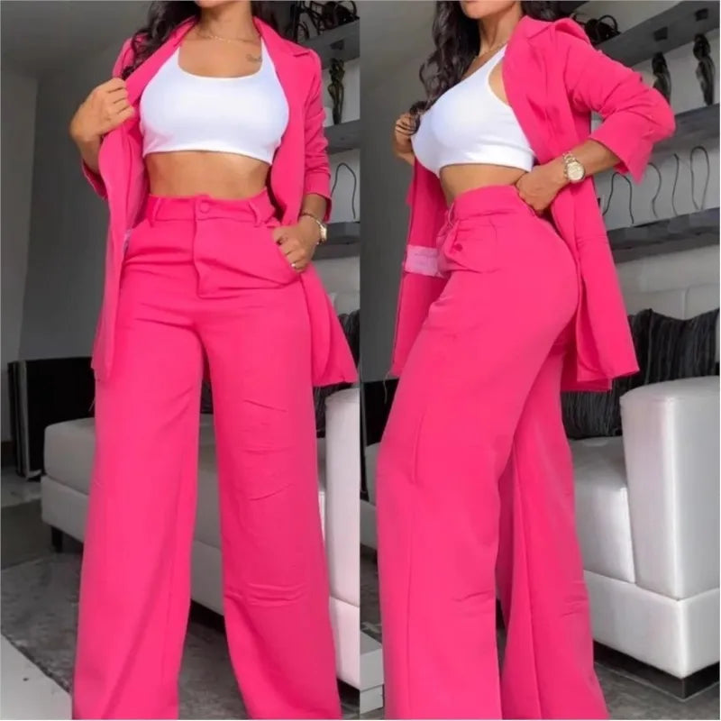 Conjunto Marcella™ com Blazer de Alfaiataria, Calça Pantalona e Cintura Alta