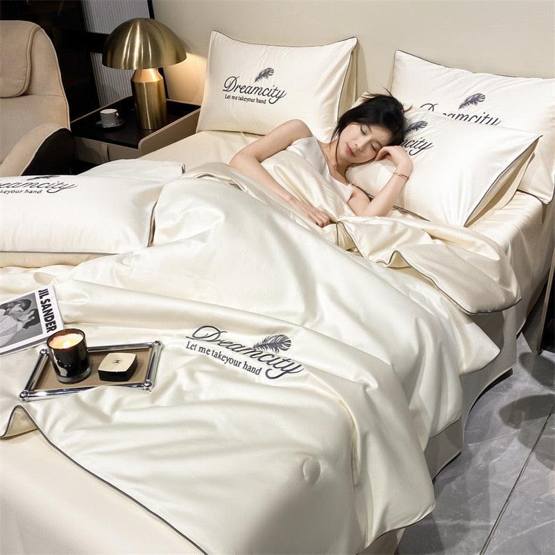 Conjunto Acetinado DreamCity™ de Cobertor + Fronhas / Deite-se com o máximo de maciez e conforto! - ModernLar