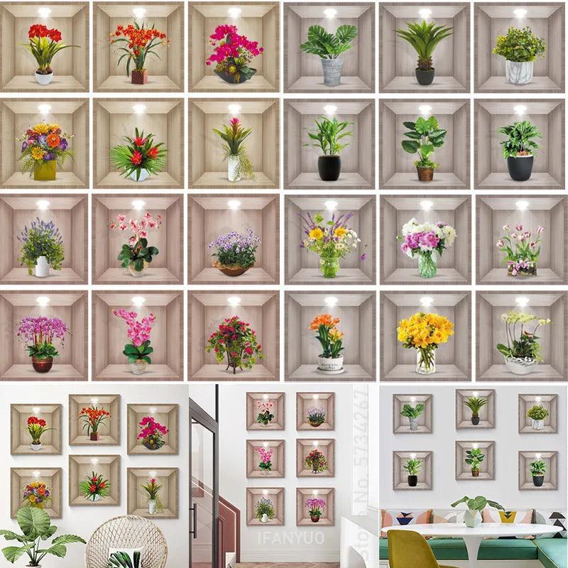 Kit com 6 Quadros Adesivos VivaDécor™ de PVC com Efeito 3D / Transforme suas Paredes em Jardins Vibrantes com um Toque Tridimensional! - ModernLar