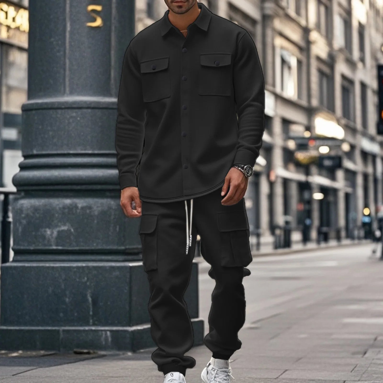 Conjunto Brener™ em Moletom com Camisa de Manga Longa e Calça Cargo