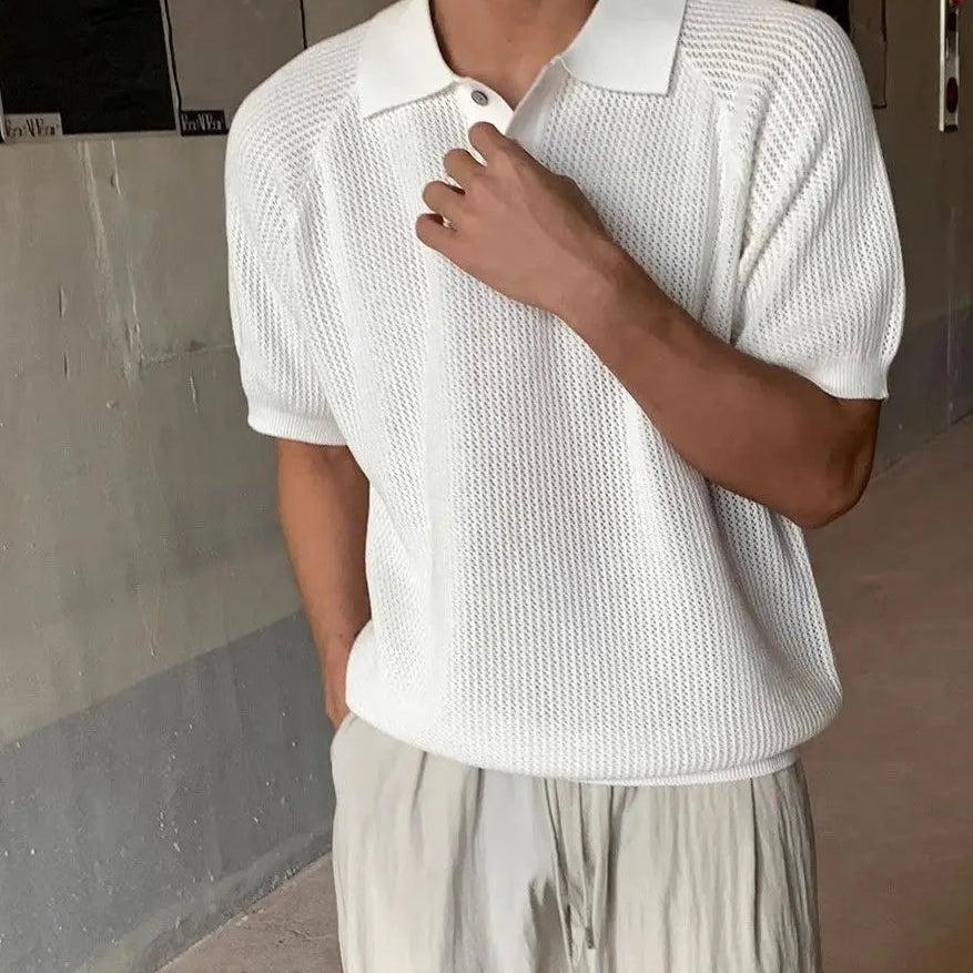 Polo Varello™ em Malha Texturizada com Gola Clássica