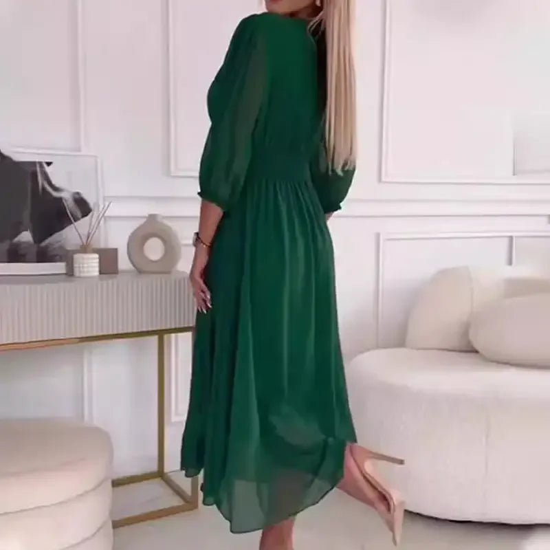 Vestido Irene™ em Chiffon Premium com Cintura Estruturada Modeladora / Delicadeza, Conforto e Elegância no Mesmo Vestido!