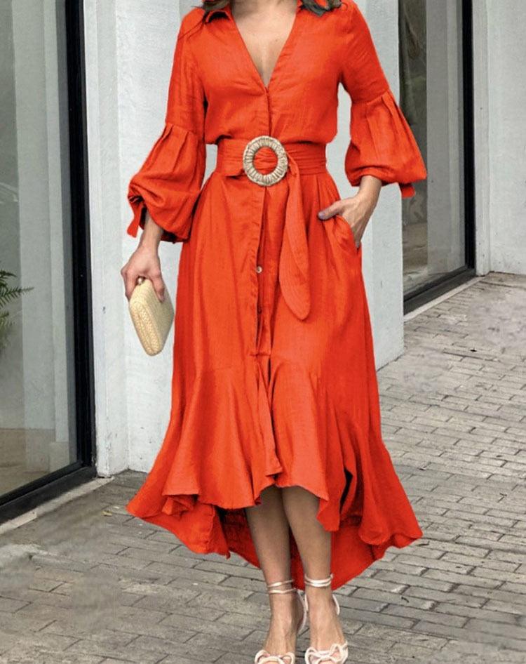 Vestido Kourtney™ com Mangas em Lapela e Saia com Babado! - ModernLar