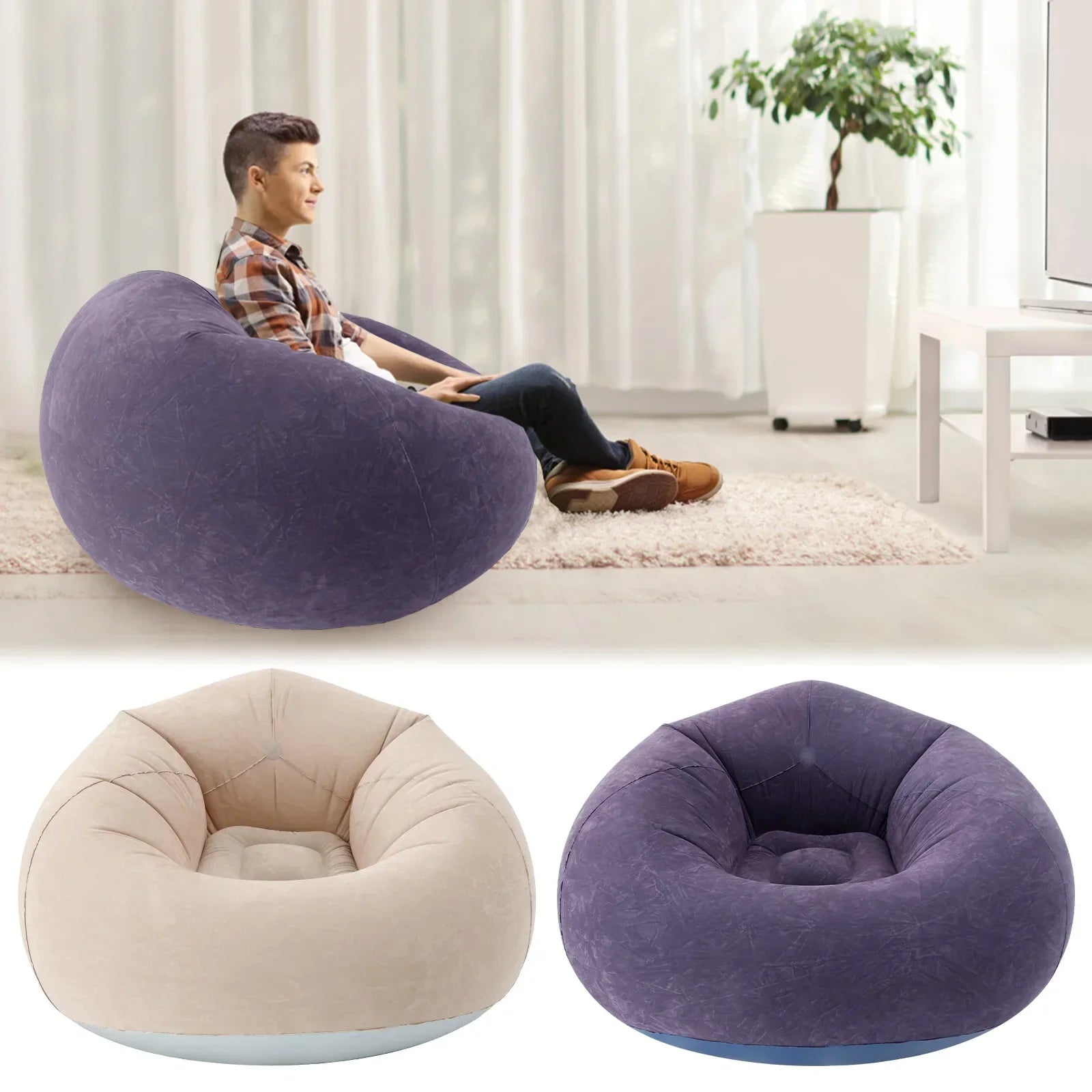 Puff Inflável ConfortoLux™ com Tecido Aveludado / Maciez e Sofisticação para Todos os Ambientes!