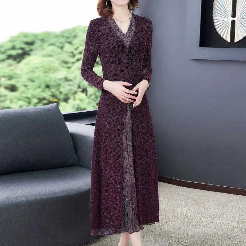Vestido Cabernet™ Moda Italiana / Com Decote em V e Forro Dupla Camada Contrastante! - ModernLar