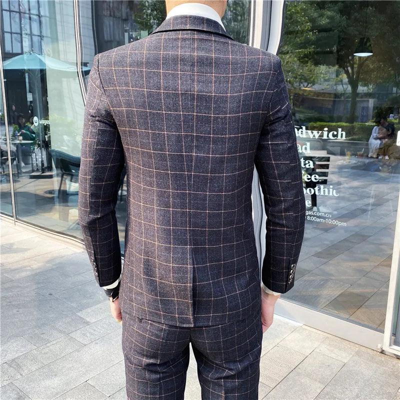 ElegantGrid™ Terno de Três Peças - A Precisão do Estilo em Xadrez. - ModernLar
