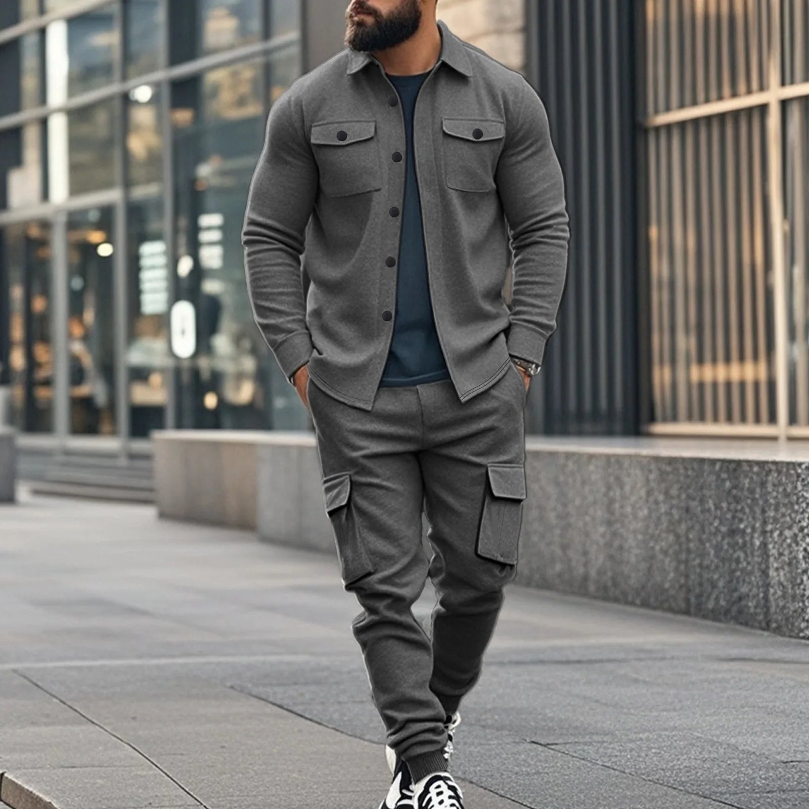 Conjunto Brener™ em Moletom com Camisa de Manga Longa e Calça Cargo