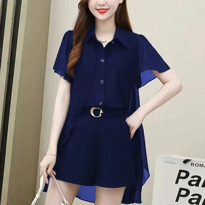 Conjunto Sofisticado Celeste™ em Chiffon de Seda / Com Toque Suave e Elegância Atemporal para o Dia a Dia! - ModernLar