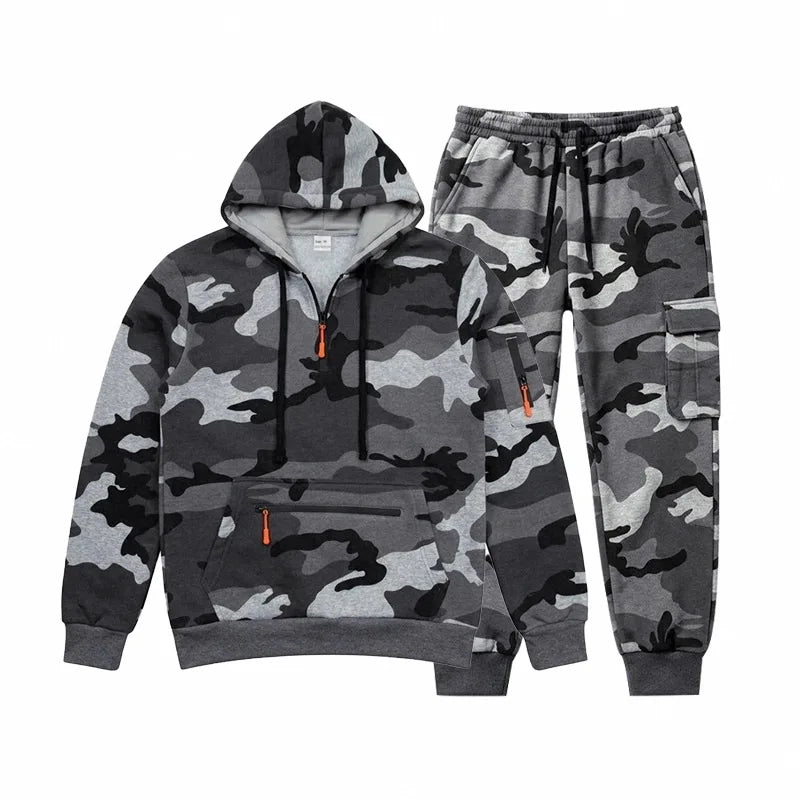 Conjunto Camuflado Salerno™ com Blusa de Capuz e Calça Cargo