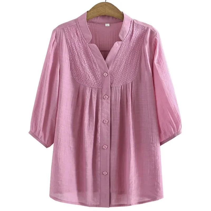 Camisa Feminina Julie™ com Manga 3/4 e Detalhe Renda - Conforto, Elegância e Versatilidade para Todas as Ocasiões! - ModernLar