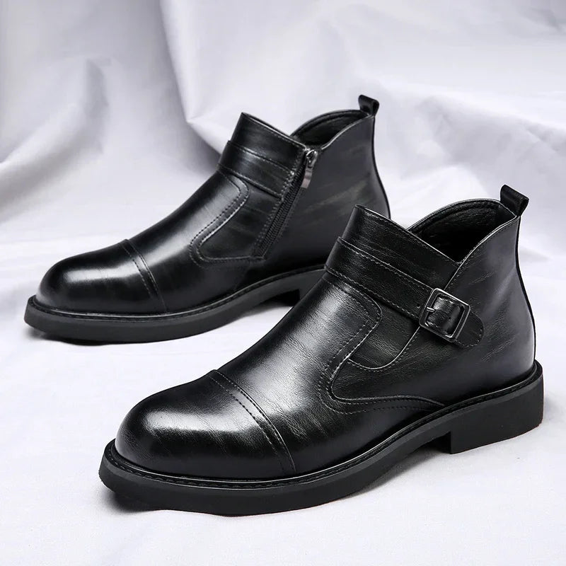 Bota Chelsea Blackwood™ em Couro Polido de Luxo / Sofisticação, Durabilidade e Máximo Conforto!