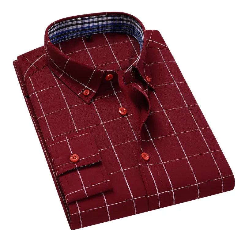 Camisa Alaric™ com Forro Interno Xadrez e Visual Social Casual / Um Clássico Masculino com Presença Refinada