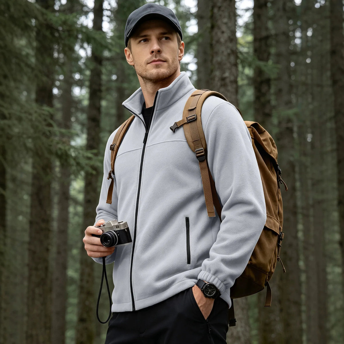 Jaqueta Caldwell™ com Fleece Aconchegante, Gola Alta e Zíper Frontal / Praticidade Para Trilhas, Viagens e Dias de Temperatura Mais Baixa