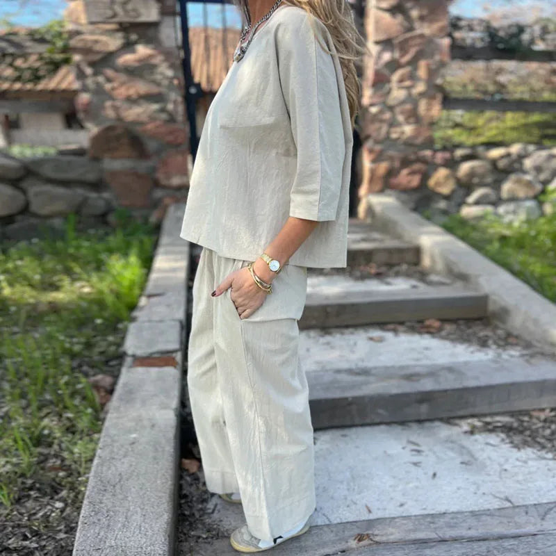 Conjunto Alma™ em Linho de Algodão com Design Minimalista / Para Mulheres que Não Abrem Mão do Conforto e Elegância!