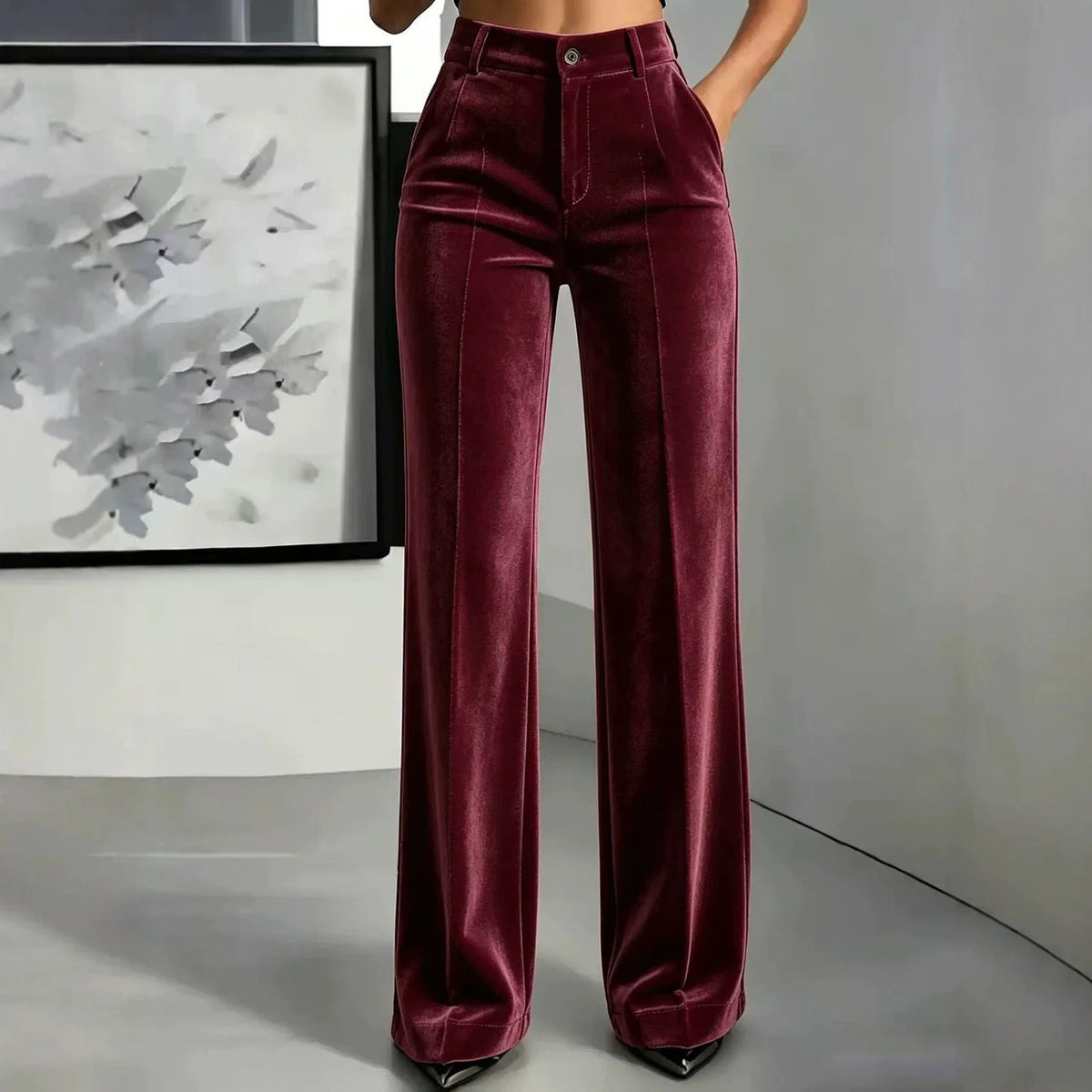 Calça Lucerna™ com Cintura Alta, Toque Aveludado e Modelagem Pantalona / O Acabamento Que Faz a Produção Parecer Mais Refinada em Instantes
