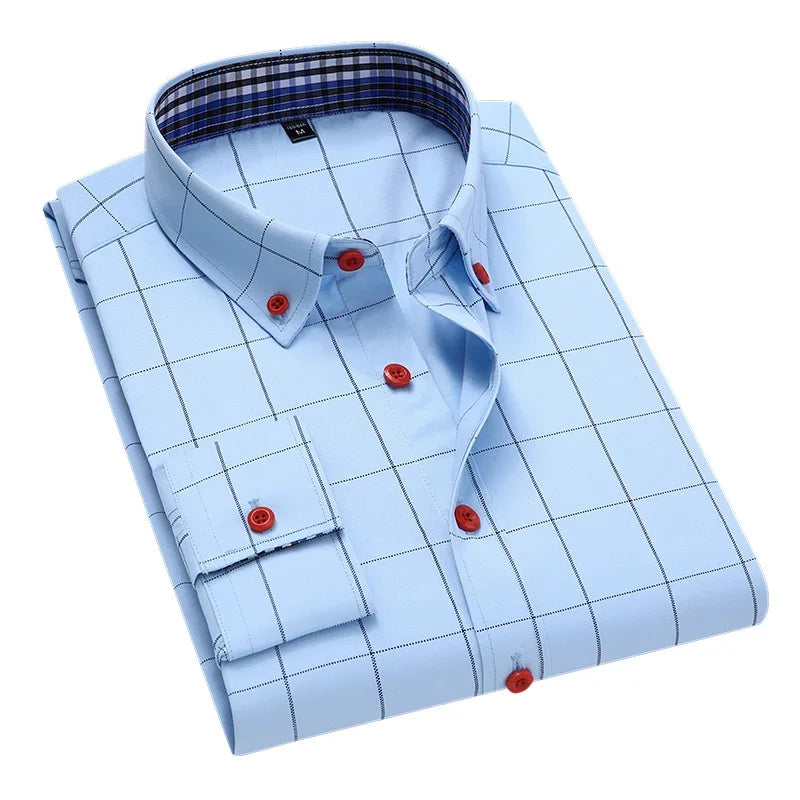 Camisa Alaric™ com Forro Interno Xadrez e Visual Social Casual / Um Clássico Masculino com Presença Refinada