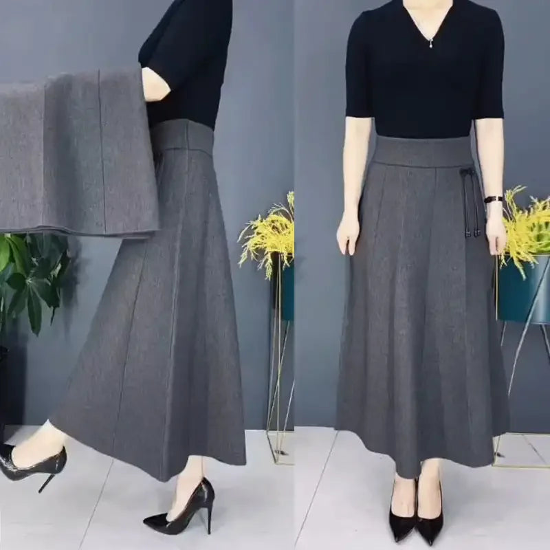 Saia Alfaiataria Maria Joaquina™ com Cintura Elástica e Laço Chique / Mulher que Inspira Respeito e Encanta com Personalidade!