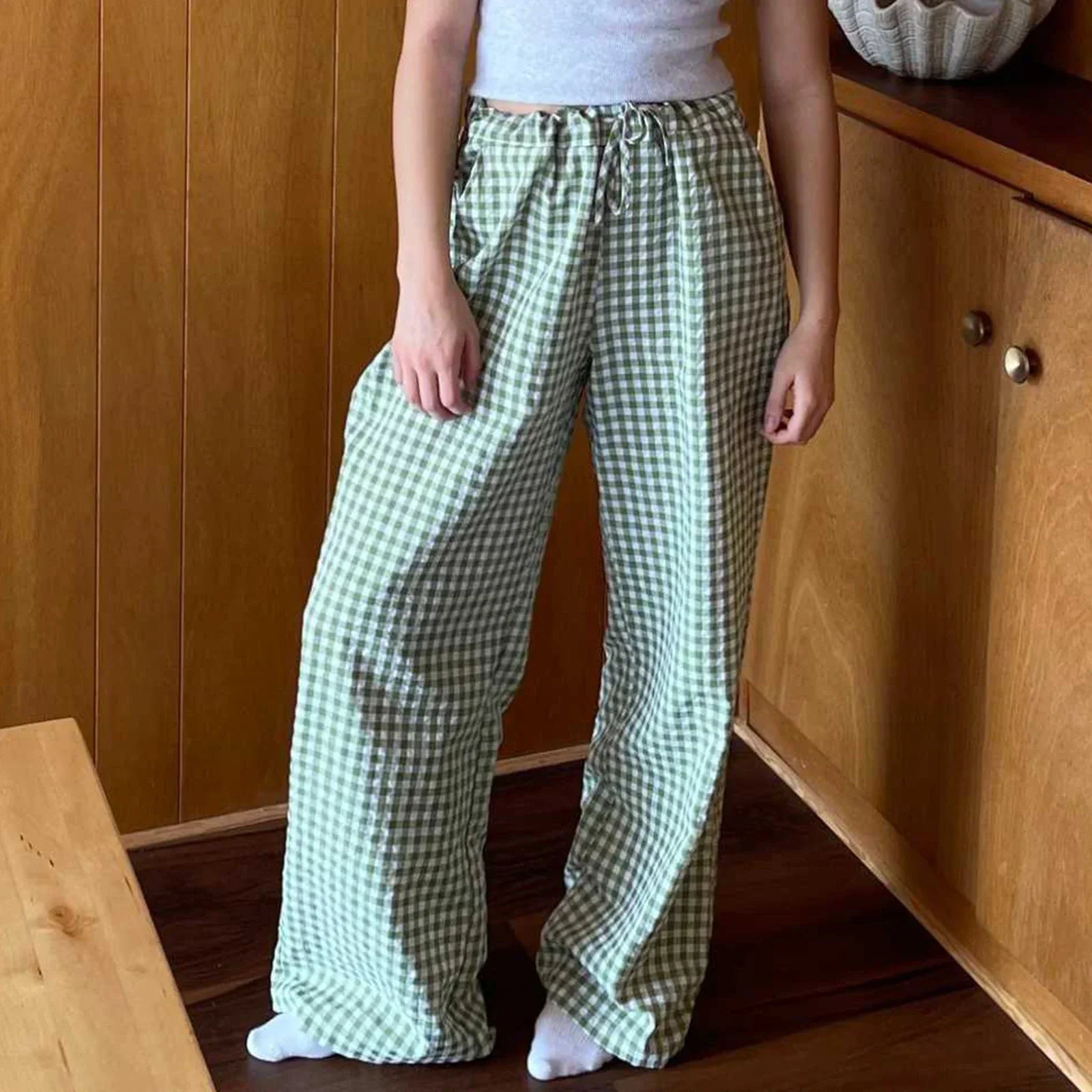 Calça Xadrez Serena™ em Algodão Macio / Conforto e Charme para seus Momentos de Relaxamento!