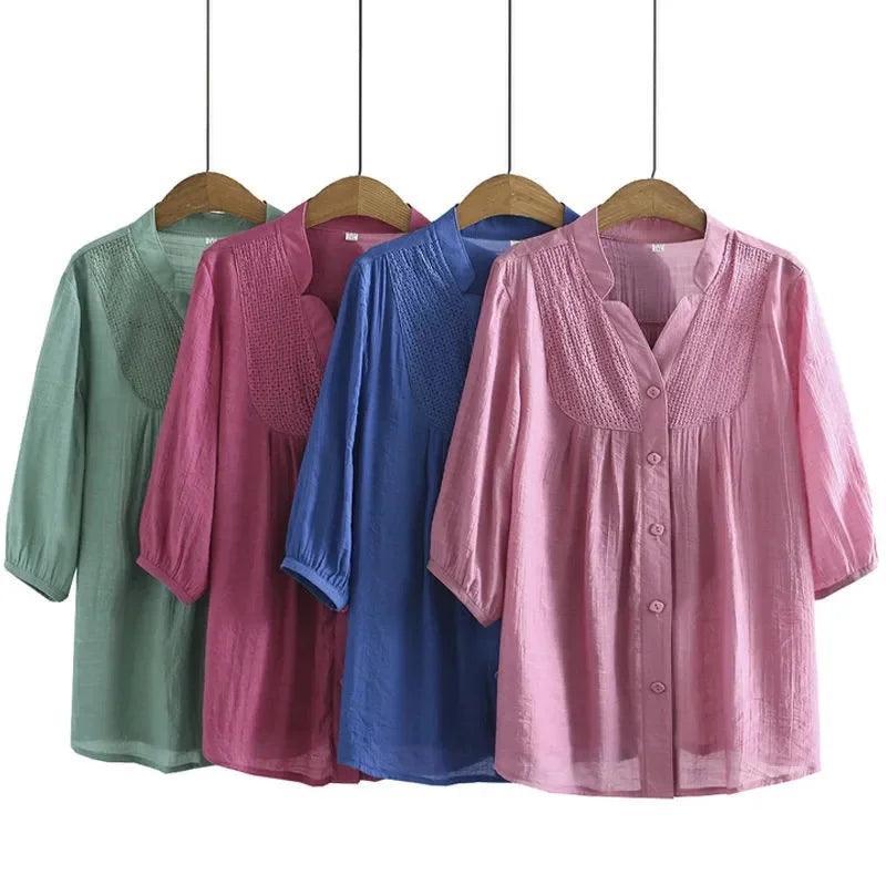 Camisa Feminina Julie™ com Manga 3/4 e Detalhe Renda - Conforto, Elegância e Versatilidade para Todas as Ocasiões! - ModernLar