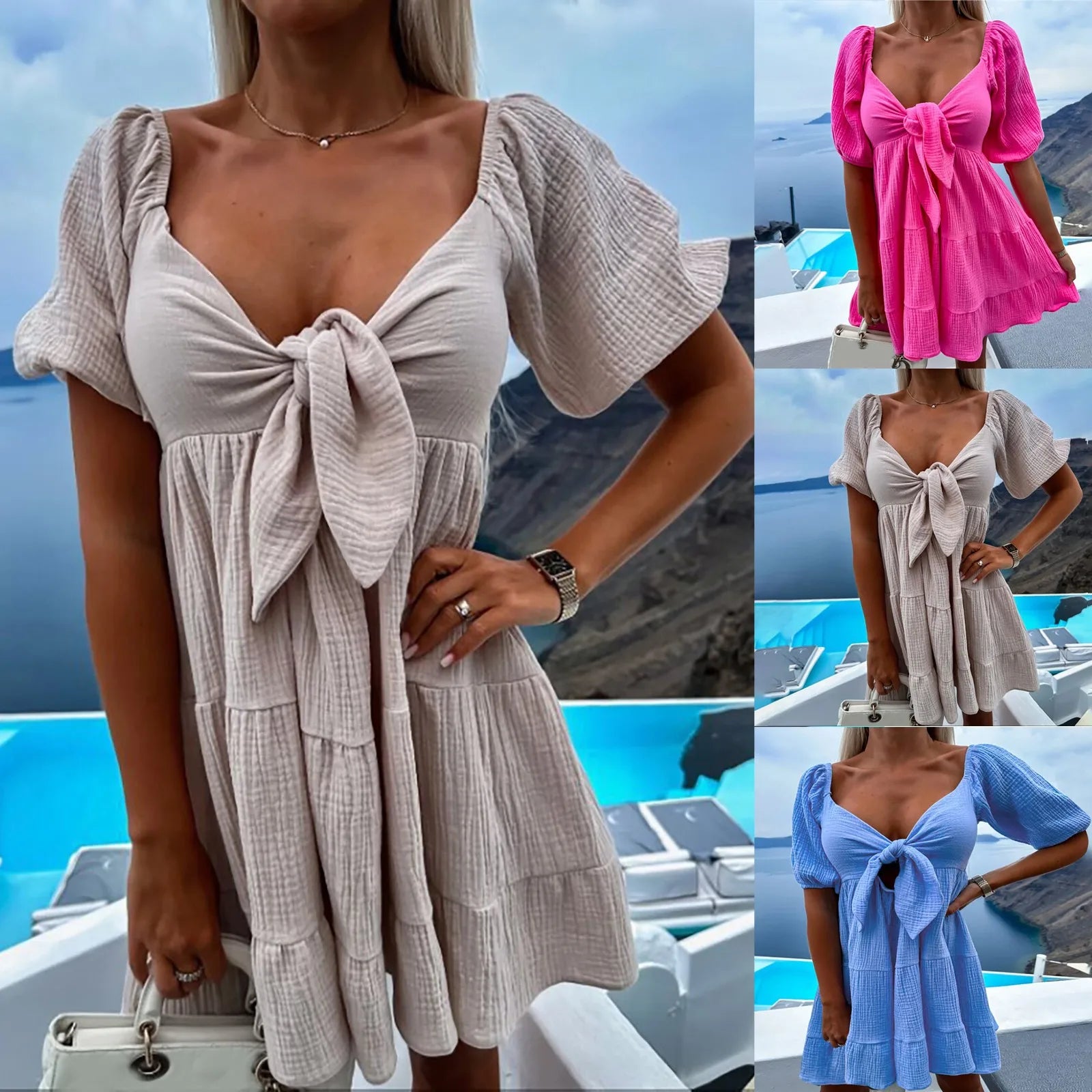 Vestido Milady™ com Babados em Camadas e Laço Frontal / O Charme Perfeito para Dias Inesquecíveis!