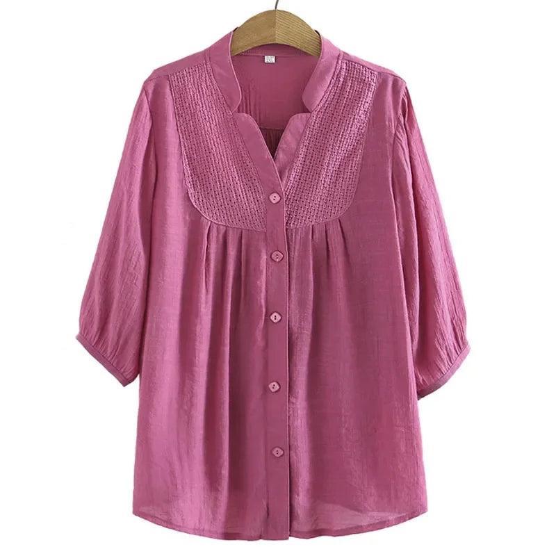 Camisa Feminina Julie™ com Manga 3/4 e Detalhe Renda - Conforto, Elegância e Versatilidade para Todas as Ocasiões! - ModernLar