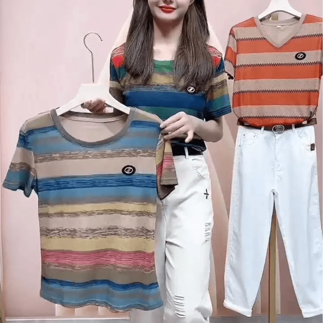 (Promoção Compre 2, Leve 3) Camisetas Soltinhas Carmelinda™ com Cores Vibrantes / Elegância e Conforto para um Verão Radiante! - ModernLar