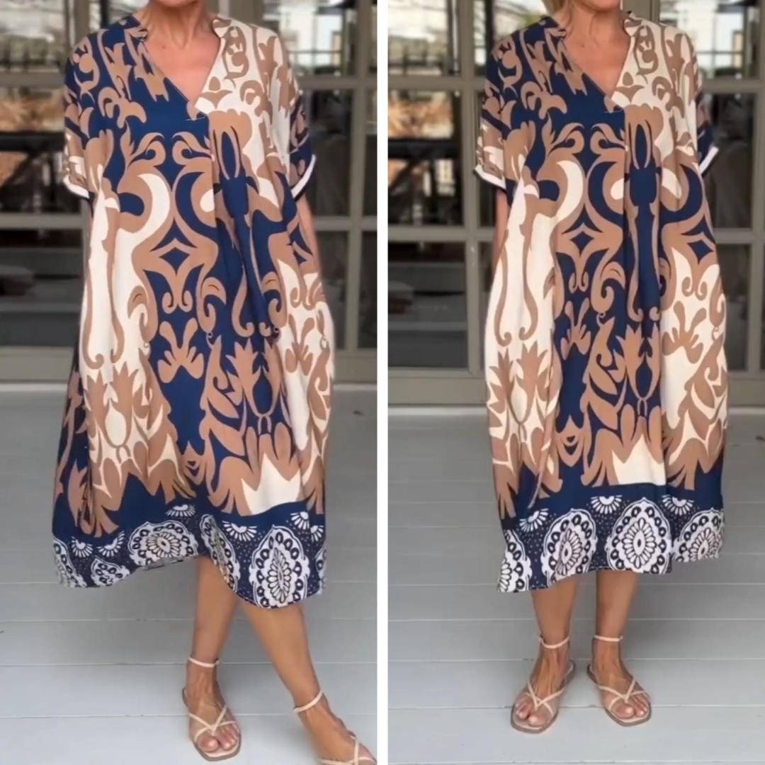 Vestido Belle Barroque™ em Viscose Estampada com Manga Bufante e Saia em Camadas / Para Mulheres que Espalham Leveza, Doçura e Liberdade por Onde Passam!