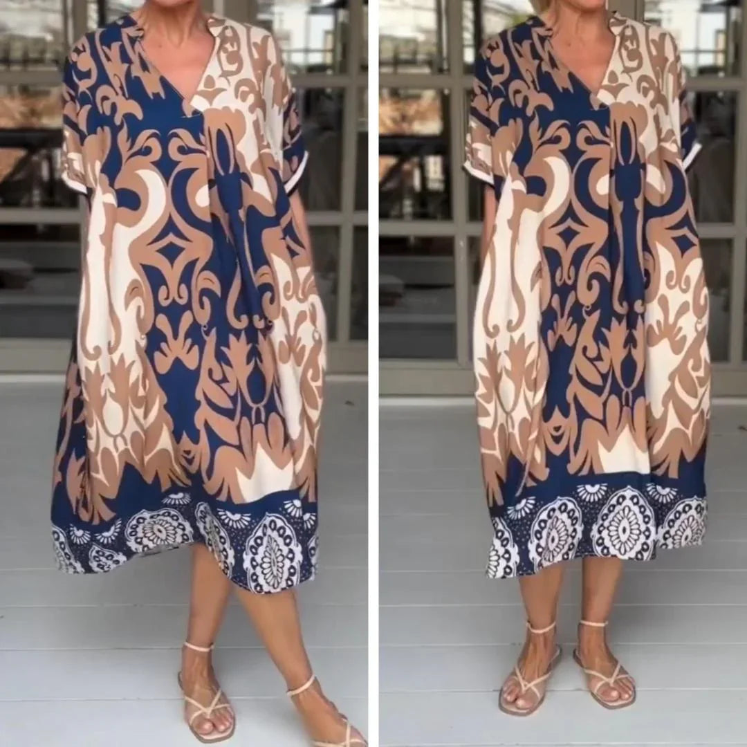 Vestido Belle Barroque™ em Viscose Estampada com Manga Bufante e Saia em Camadas / Para Mulheres que Espalham Leveza, Doçura e Liberdade por Onde Passam!