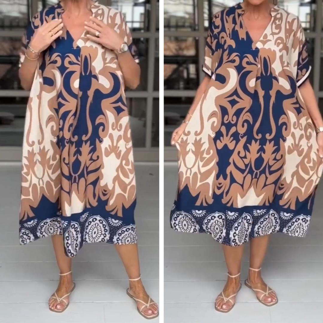 Vestido Belle Barroque™ em Viscose Estampada com Manga Bufante e Saia em Camadas / Para Mulheres que Espalham Leveza, Doçura e Liberdade por Onde Passam!