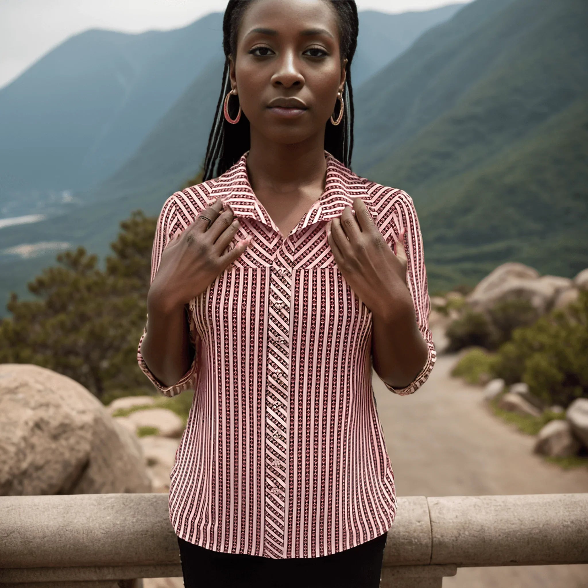 Camisa Listrada Lavínia™ em Chiffon Premium / Elegância e Conforto para Todas as Ocasiões! - ModernLar
