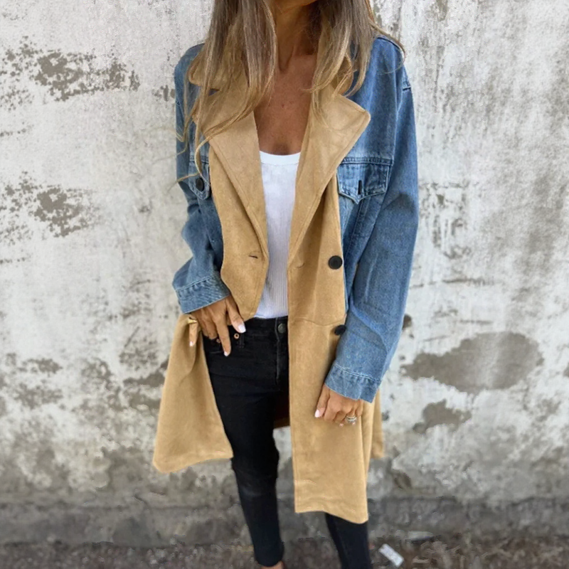 Casaco Dual Flow™ com Mix de Jeans e Camurça Sintética / Para Quem Vive o Estilo com Personalidade e Leveza!