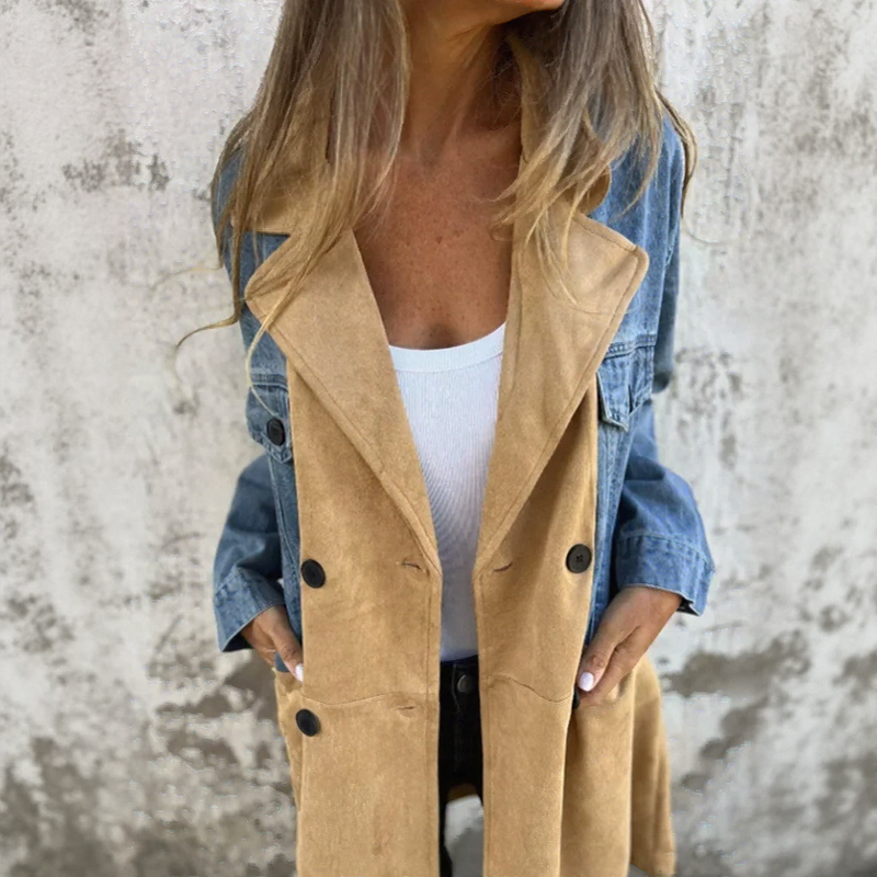 Casaco Dual Flow™ com Mix de Jeans e Camurça Sintética / Para Quem Vive o Estilo com Personalidade e Leveza!
