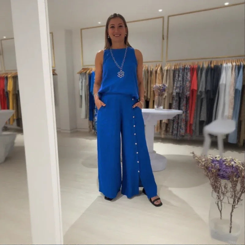 Conjunto Belatrix™ em Tecido Suave com Design Soltinho / Elegância Casual para Mulheres Livres e Autênticas
