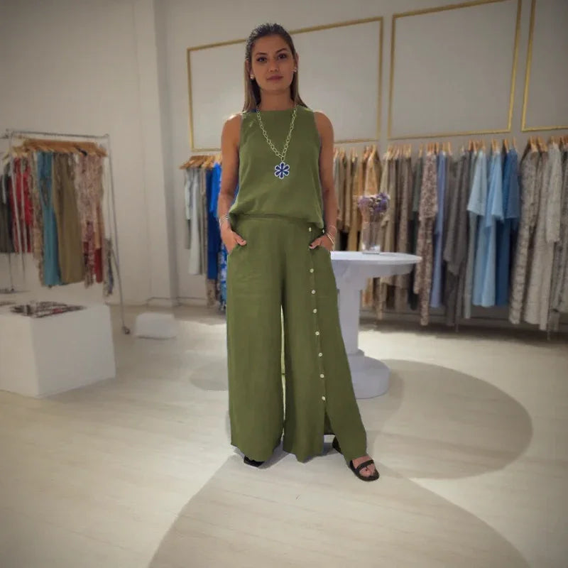 Conjunto Belatrix™ em Tecido Suave com Design Soltinho / Elegância Casual para Mulheres Livres e Autênticas